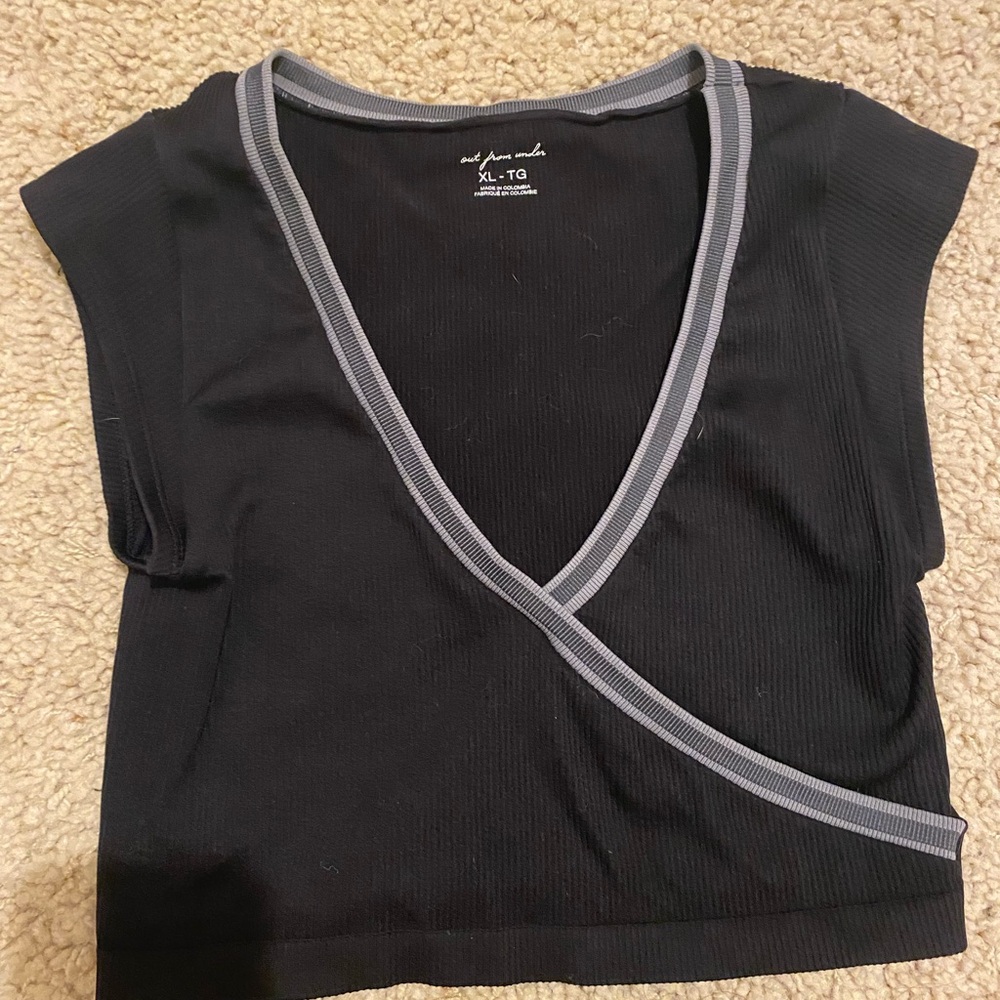 Urban Outfitters Black Crop Top with Gray Trim